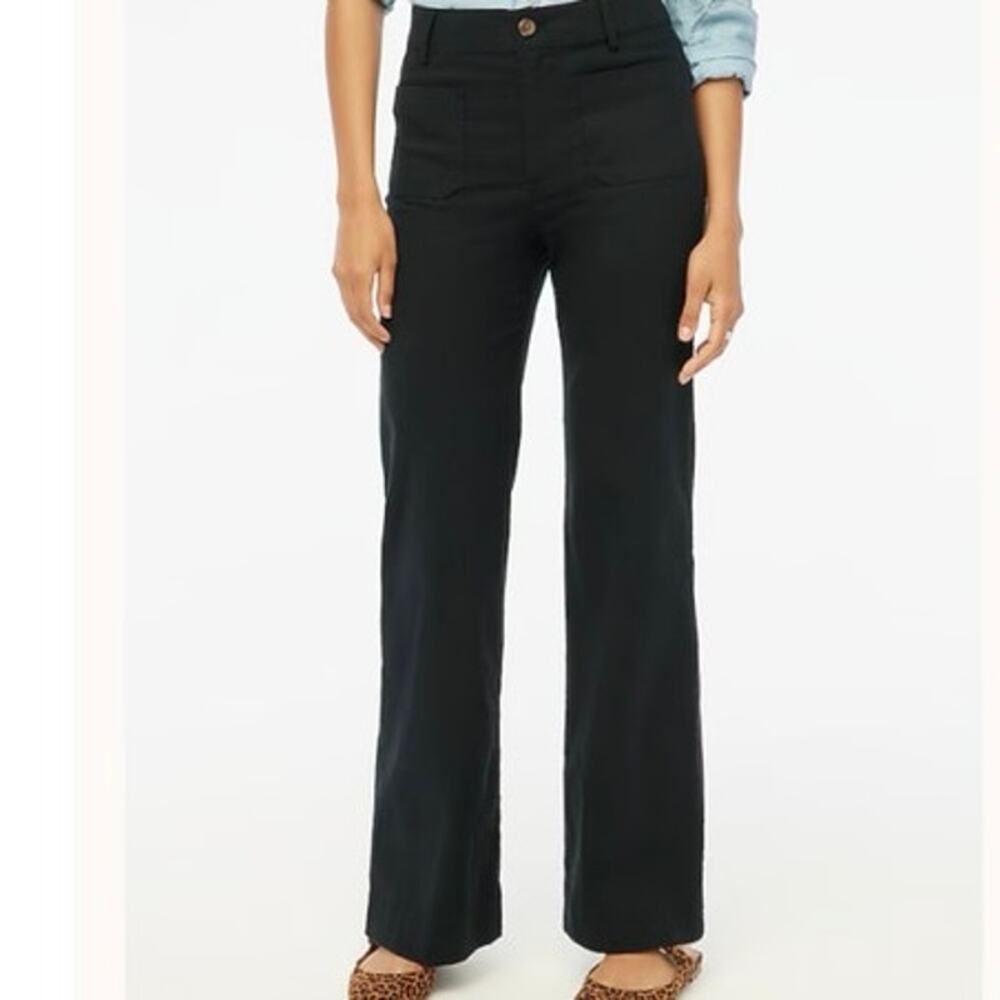 J.Crew Black Chino Wide Leg Pants High Rise Cotton Workwear Trousers Size 31
